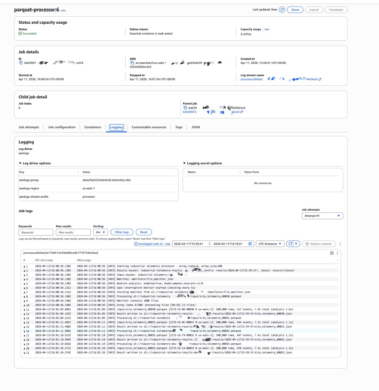 Logs from Job